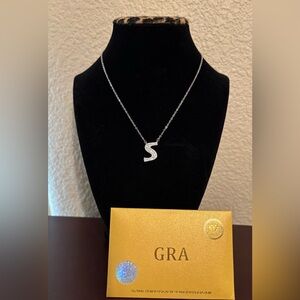 Moissanite initial S necklace with COA - NWT